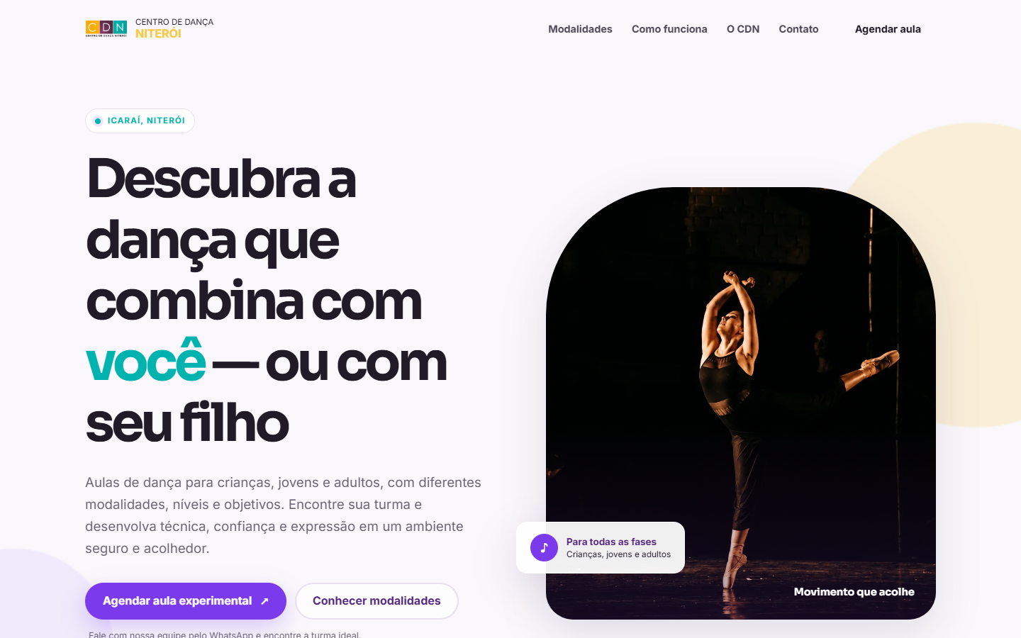 Site do Centro de Dança Niterói